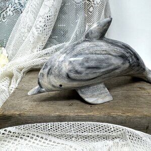 Handcrafted Marble Dolphin Sculpture  9-1/2" by 4-1/2" 2.50 lb